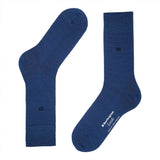 Burlington Herrensocken Leeds einfarbig blau Schurwolle