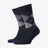 Burlington Preston Herrensocken mit Rauten marine & grau