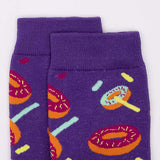 Damen Motivsocken mit Donuts in lila & orange