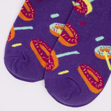 Damen Motivsocken mit Donuts in lila & orange