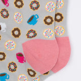 Ladies motif socks with coffee cup pattern